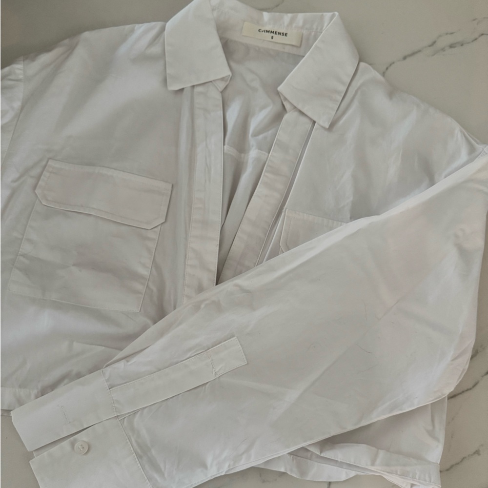 White Long Sleeve cropped shirt